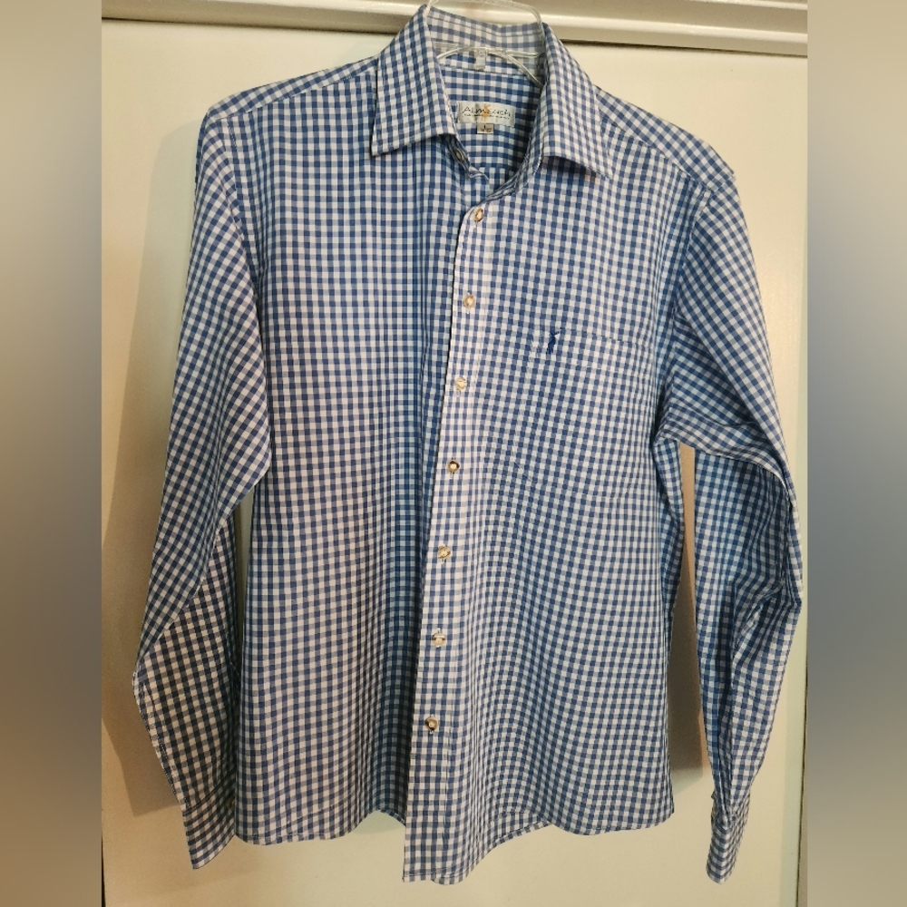 Austrian German Trachten Almsach Button Down Men's Shirt EUC $29 Size L EU41-42